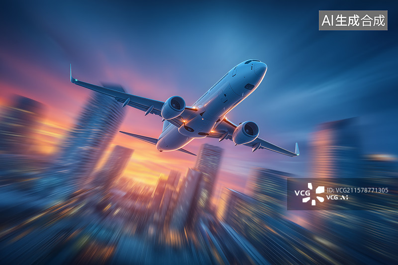 【AI数字艺术】飞机旅行概念图片素材
