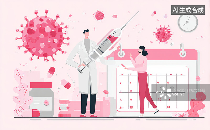 【AI数字艺术】医疗人员与疫苗注射的场景图片素材