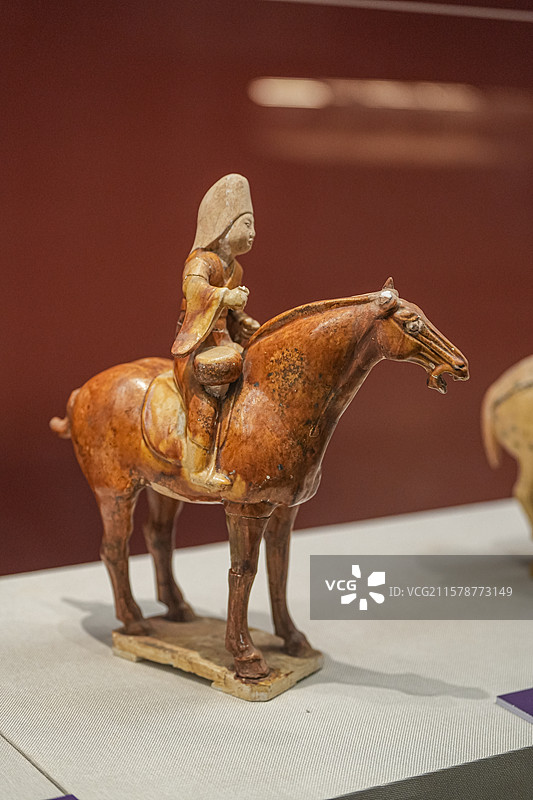 唐代 唐三彩男骑马乐俑 李贞墓 昭陵博物馆图片素材