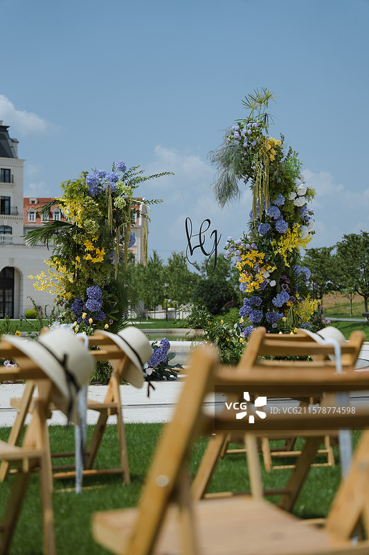 户外城堡婚礼场景布置图片素材