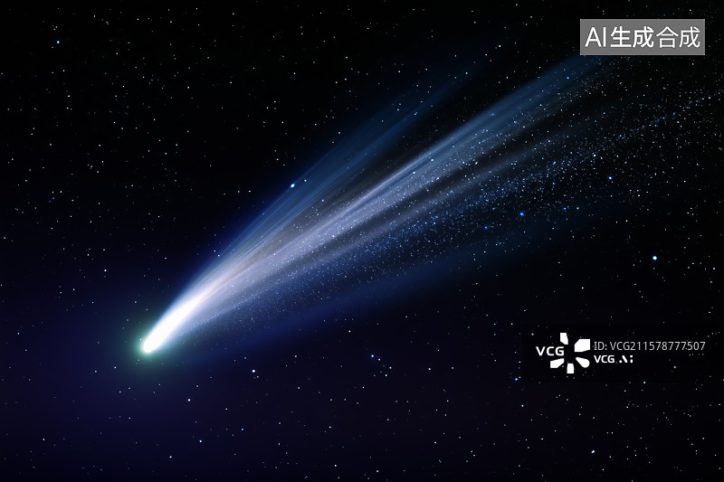 【AI数字艺术】彗星划过星空图片素材