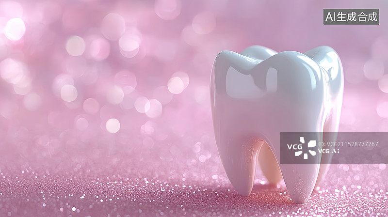 【AI数字艺术】牙齿美容，牙齿美白，牙膏广告，粉色背景图片素材
