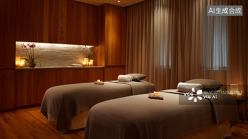 【AI数字艺术】现代禅意按摩套房图片素材