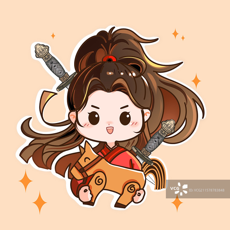 Q版可爱十二生肖插画-马图片素材