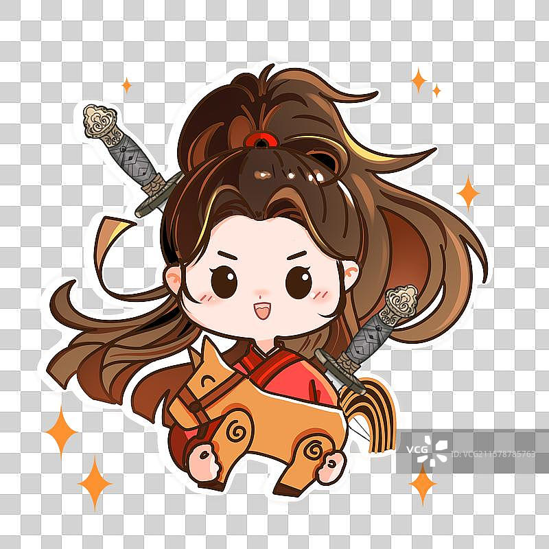 免扣插画Q版十二生肖-马图片素材