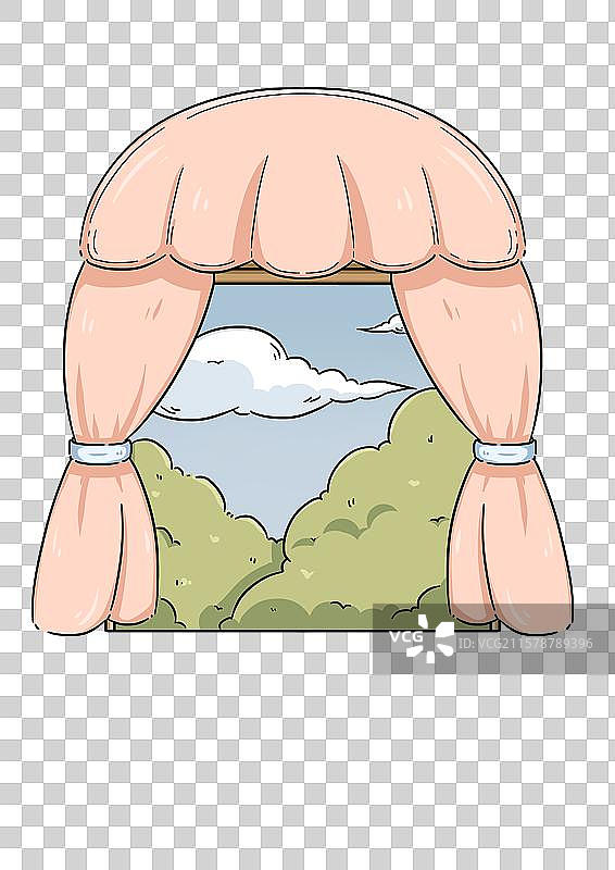 粉色系少女可爱窗户文创贴纸插画图片素材