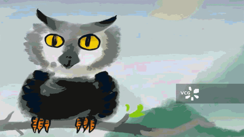 水墨画 插图 猫头鹰 鸟 鸟类 野生动物图片素材