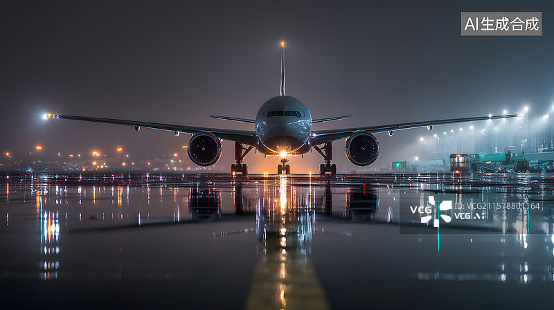 【AI数字艺术】机场跑道上的飞机图片素材
