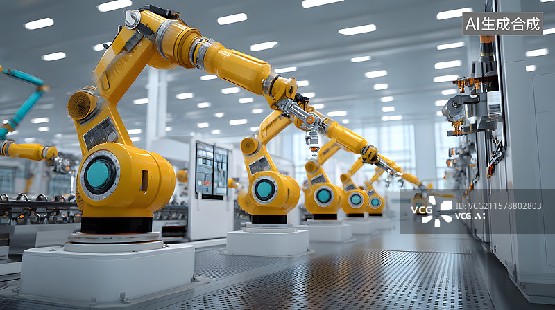 【AI数字艺术】工厂中的机械臂图片素材