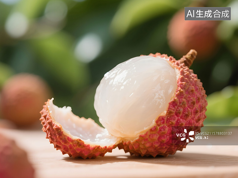 【AI数字艺术】桌上剥开的荔枝图片素材