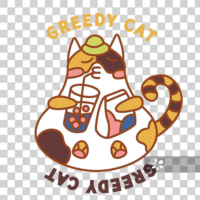 动物IP 猫IP形象 贪吃的狸花猫IP设计 喝可乐的猫图片素材