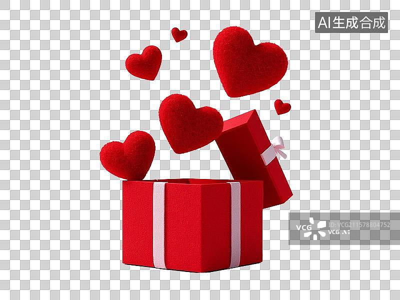 【AI数字艺术】爱心礼盒浪漫节日元素图片素材