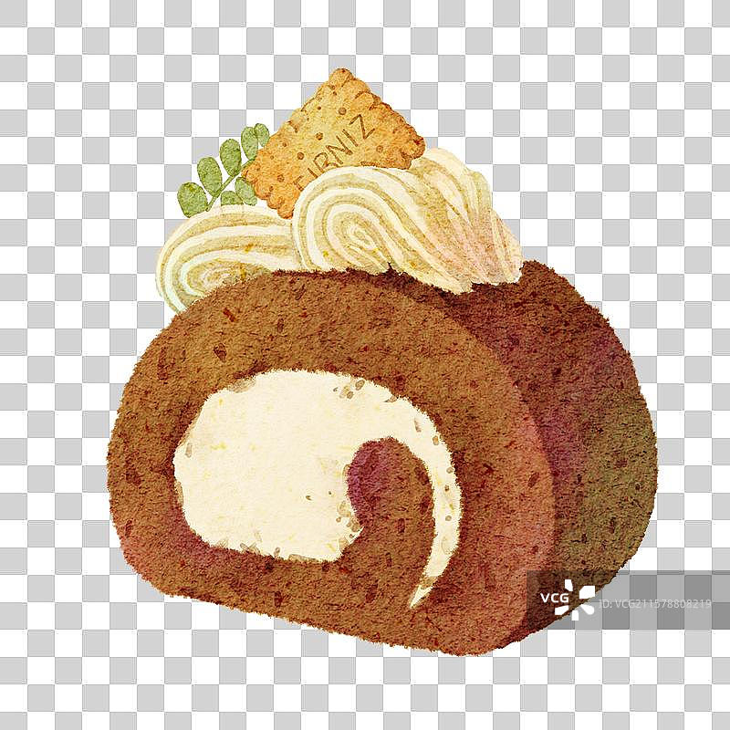 巧克力小饼干奶油蛋糕卷图片素材