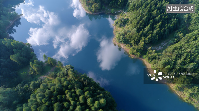 【AI数字艺术】国风秋日山水画卷美景图片素材