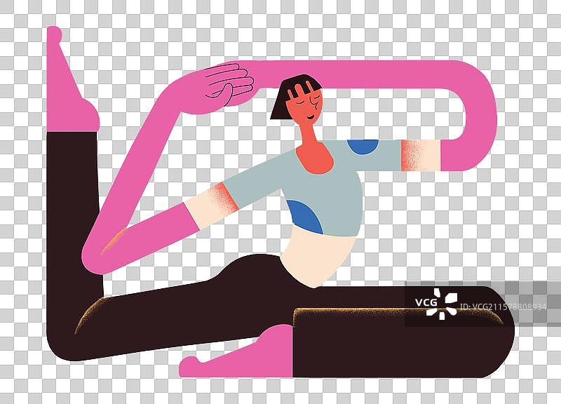 练瑜伽的扁平风抽象人物图片素材