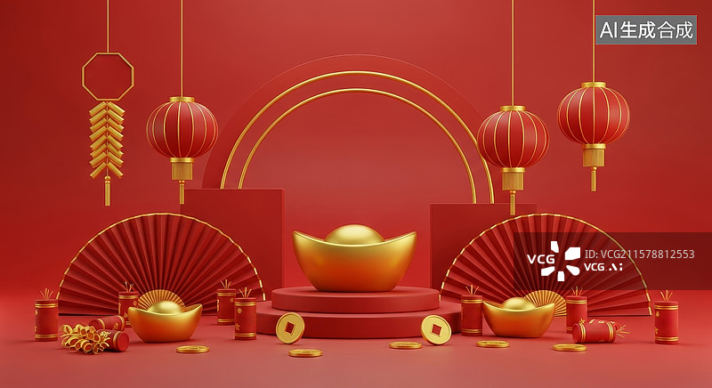 【AI数字艺术】中国新年节日场景图片素材