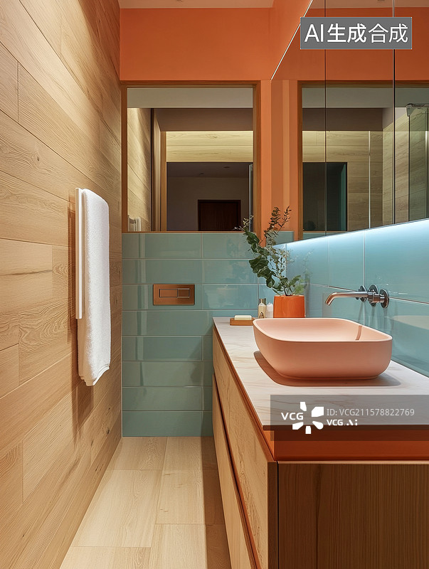 【AI数字艺术】现代木质浴室设计图片素材