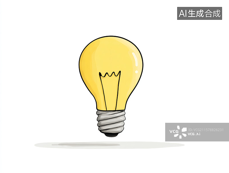 【AI数字艺术】手绘风格卡通灯泡图片素材