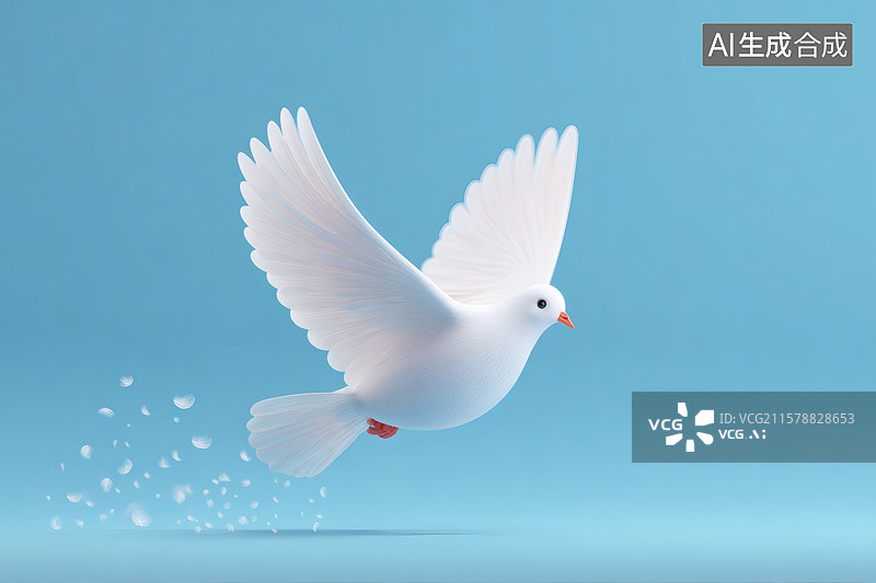 【AI数字艺术】一只白鸽飞在空中图片素材