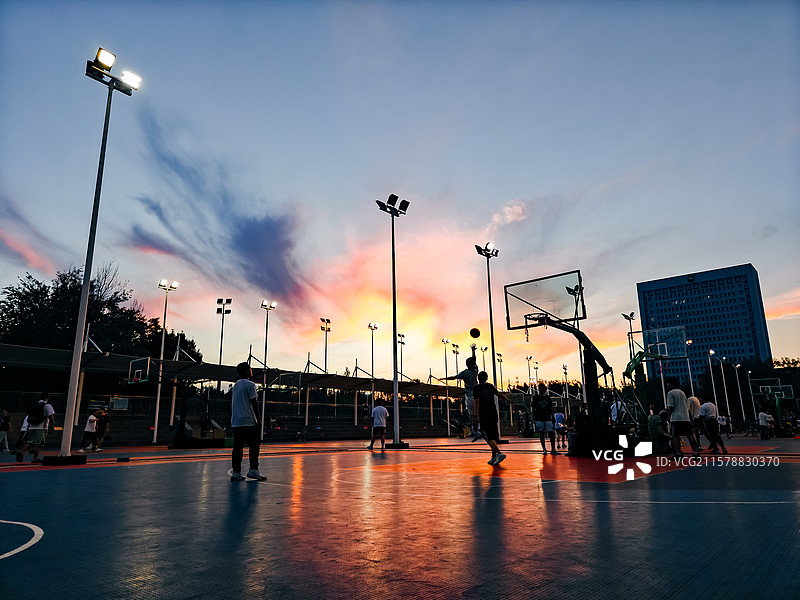 日落东单 篮球场 日落 夕阳 篮球运动图片素材