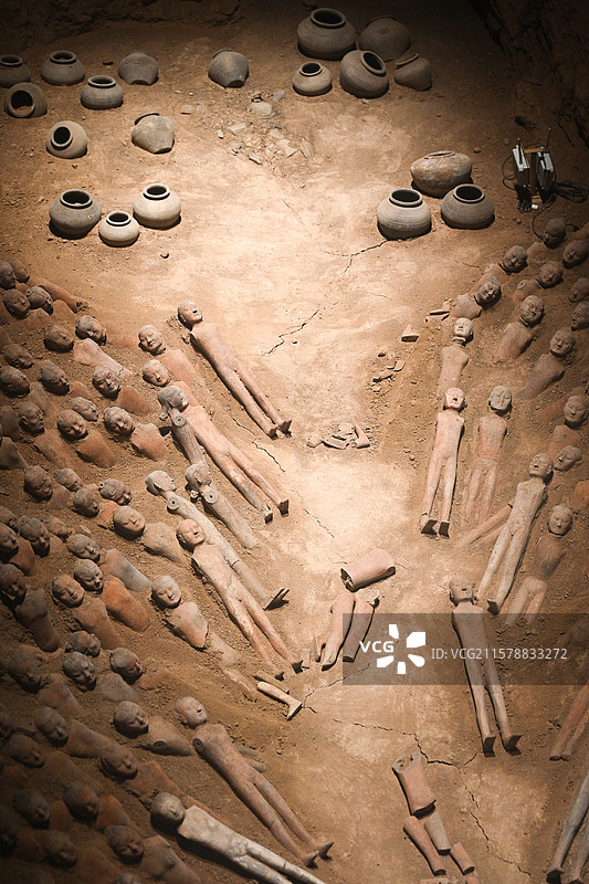 陕西西安西汉景帝阳陵刘启汉阳陵陪葬殉葬坑文物遗址皇陵墓葬考古图片素材