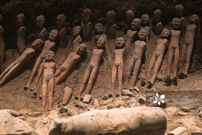 陕西西安西汉景帝阳陵刘启汉阳陵陪葬殉葬坑文物遗址皇陵墓葬考古图片素材