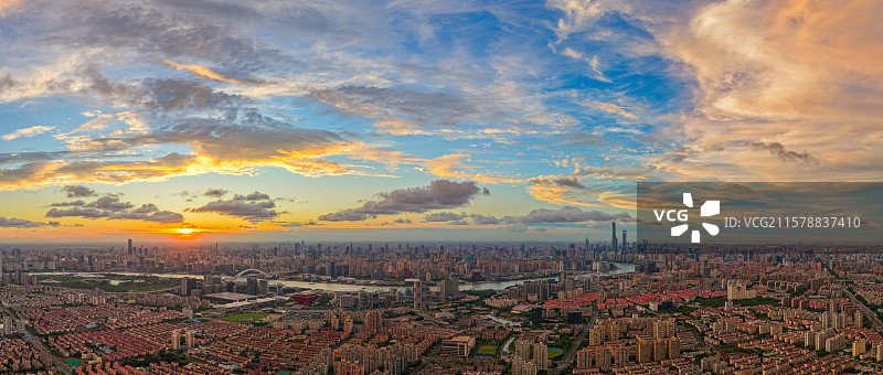 上海浦东晚霞航拍图片素材