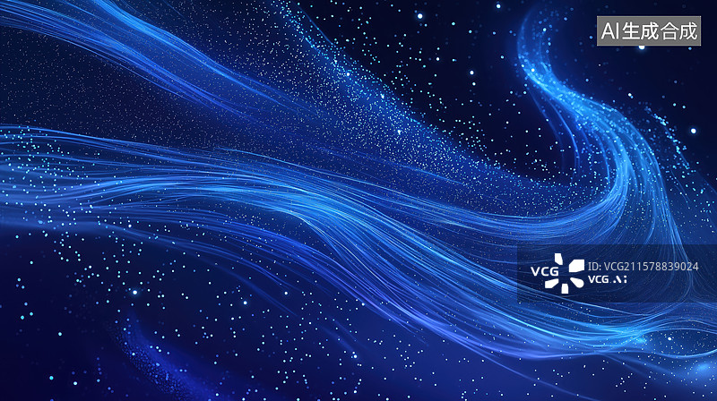 【AI数字艺术】蓝色流光溢彩的抽象背景图片素材