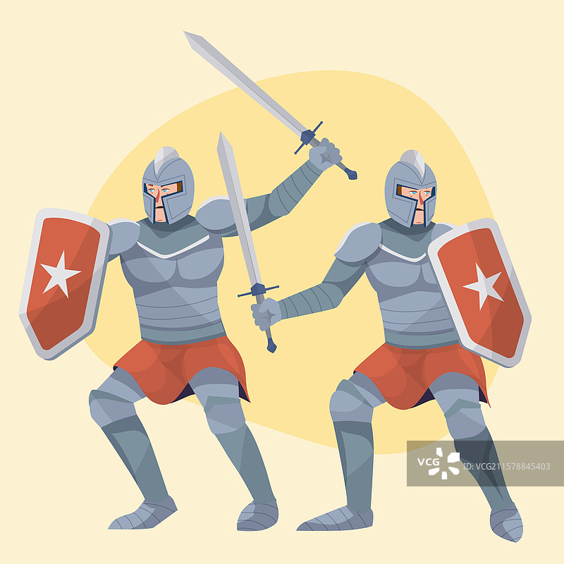 穿着盔甲的骑士手持剑和盾牌图片素材