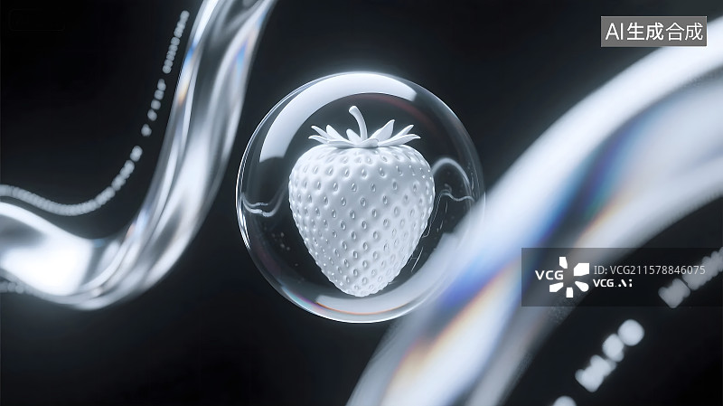 【AI数字艺术】草莓酸性风格铝镀膜层超现实未来主义背景图片素材