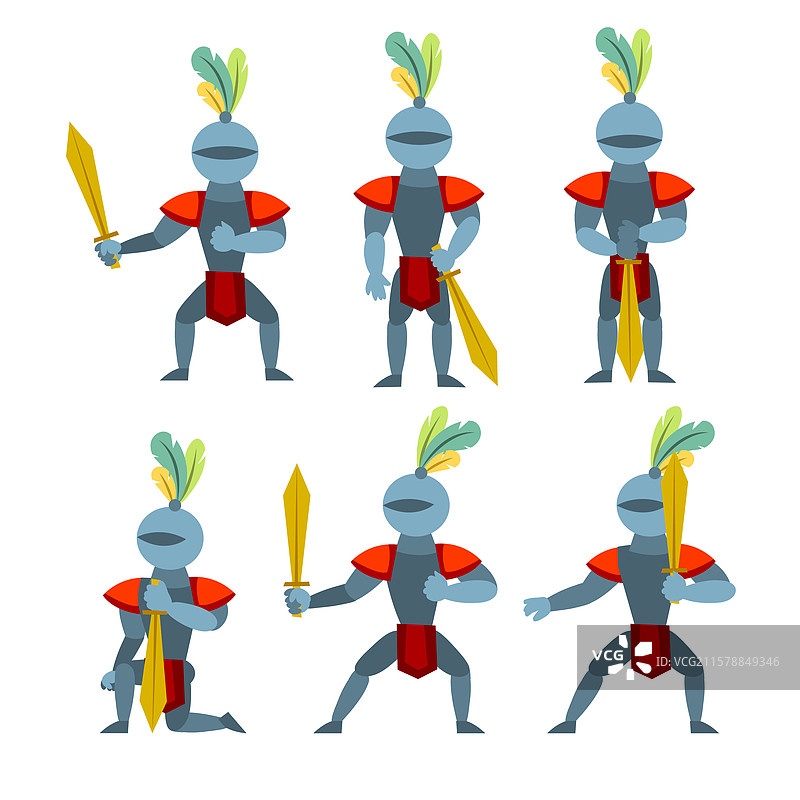 一套骑士盔甲与金色剑图片素材