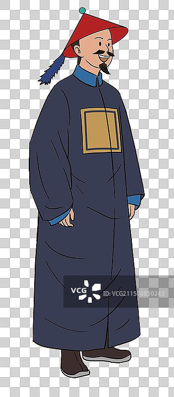 中国风新中式古风古典传统古装古人古代古时候中国风新中式古风古典传统文化清代清朝服饰衣服李卫人物插画图片素材