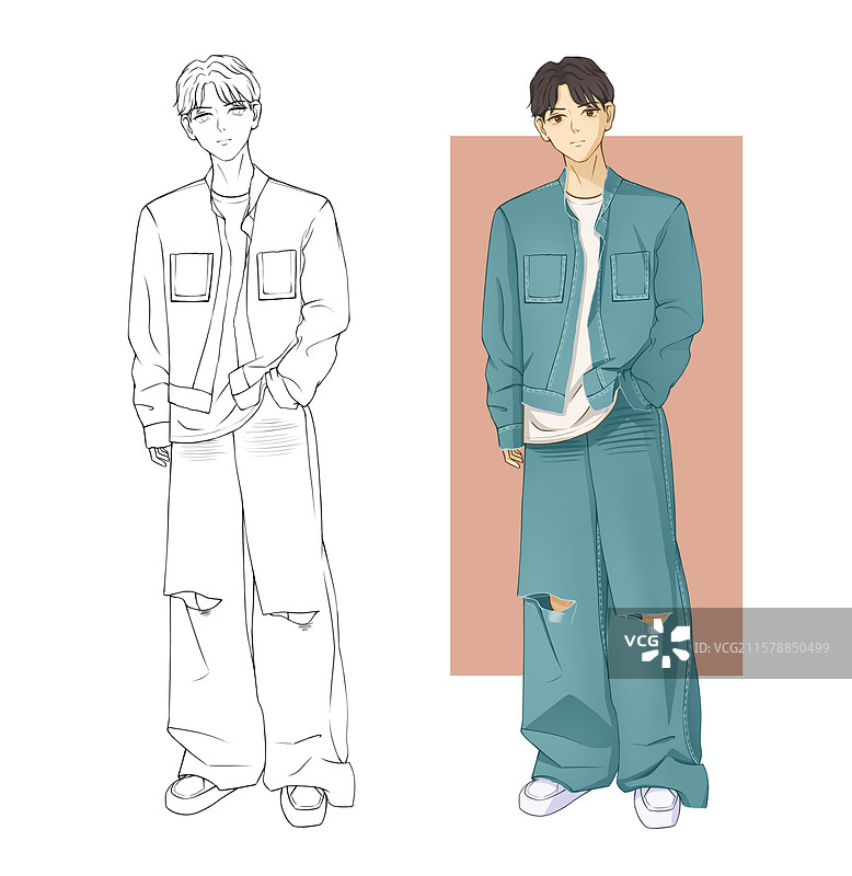 日韩风插画人物设计图片素材