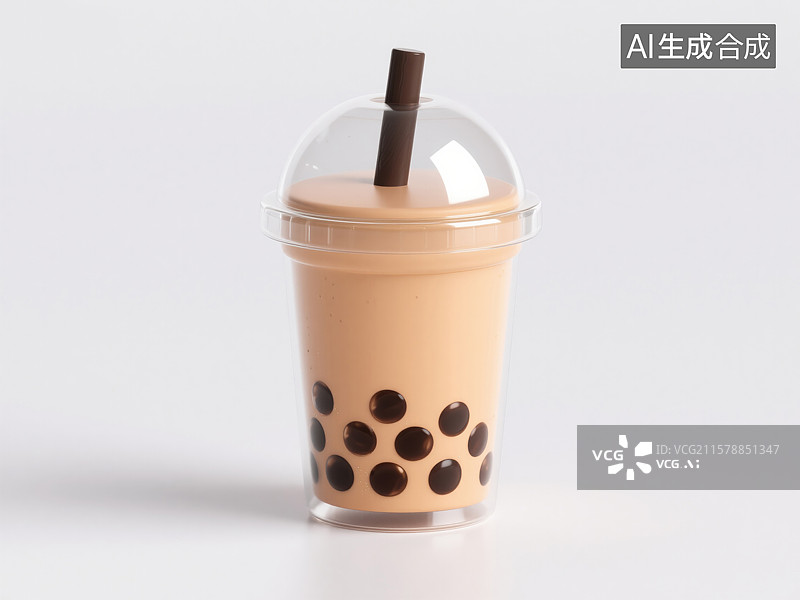 【AI数字艺术】红糖珍珠奶茶3D插画创意商业白色背景夏季甜品和外卖美食海报咖啡厅菜单饮料广告包装图片素材