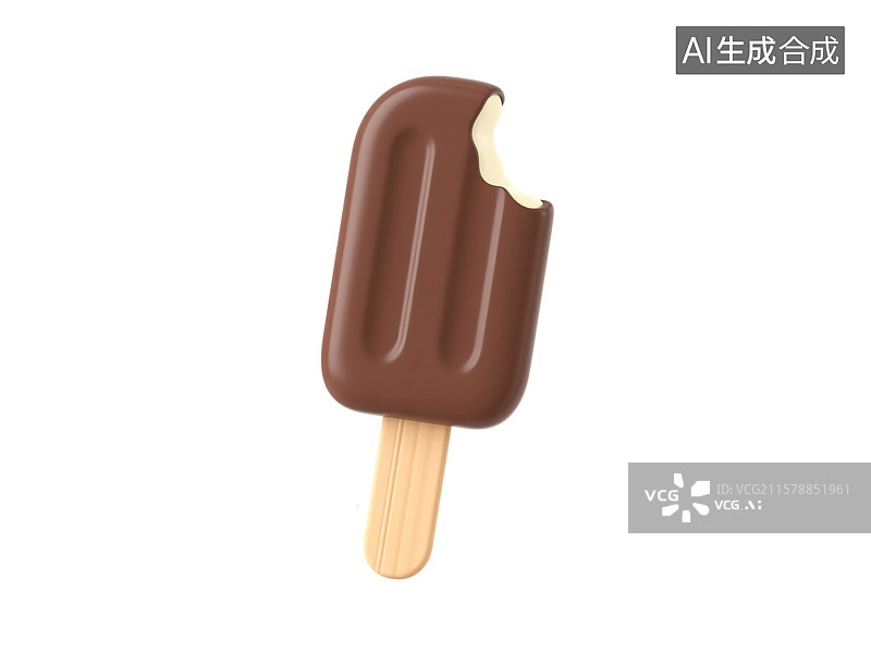 【AI数字艺术】清凉巧克力冰淇淋夏日美味的3D插画创意抽象商业白色背景大暑节气夏日夏天健康甜点营养书籍封面图片素材