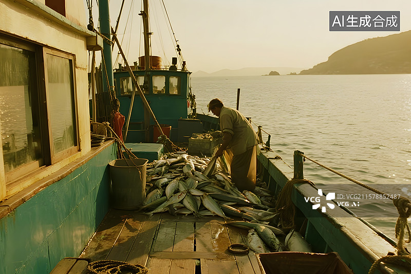 【AI数字艺术】捕鱼和鱼特写图片素材
