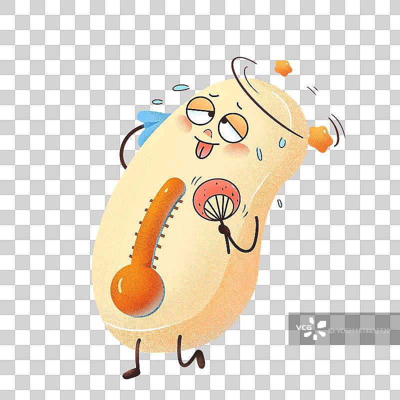 手绘肌理噪点风之温度计拟人对眼可爱表情免抠元素图片素材