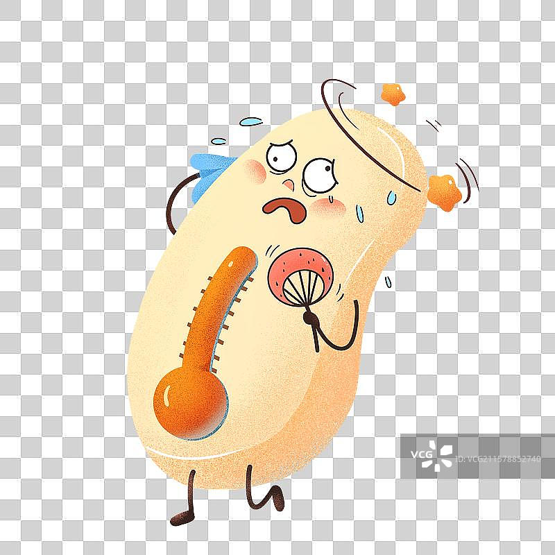 手绘肌理噪点风之温度计拟人眩晕可爱表情免抠元素图片素材