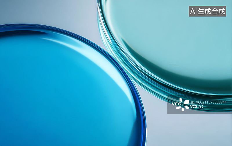 【AI数字艺术】蓝色与绿色的培养皿特写图片素材