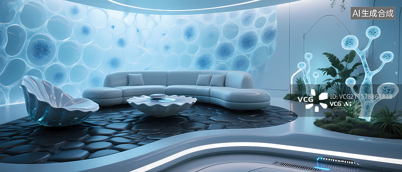【AI数字艺术】未来风格的室内设计图片素材