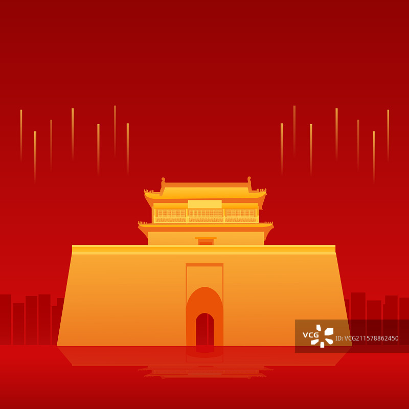 河北省秦皇岛山海关红金高端新年春节签约仪式峰会商务年会研讨会展论坛背景邀请函矢量插画图片素材