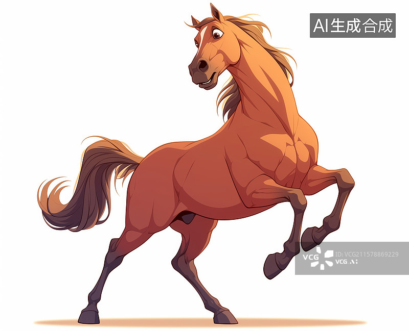 【AI数字艺术】棕色骏马跃动姿态图片素材