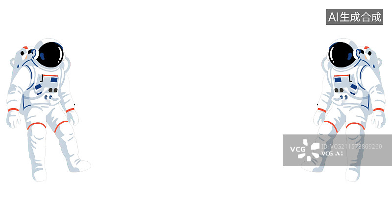 【AI数字艺术】2D卡通两侧背景趣味扁平元素，航天员在宇宙空间太空漂浮失重遨游科幻科技感航天探索星际主题绘本角图配图图片素材