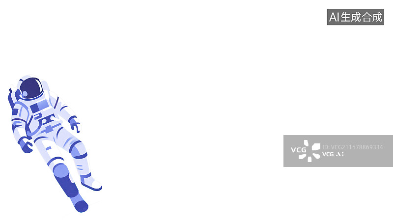 【AI数字艺术】2D卡通左下背景趣味扁平元素，航天员在宇宙空间太空漂浮失重遨游科幻科技感航天探索星际主题绘本角图配图图片素材