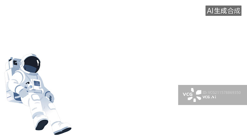 【AI数字艺术】2D卡通左下背景趣味扁平元素，航天员在宇宙空间太空漂浮失重遨游科幻科技感航天探索星际主题绘本角图配图图片素材