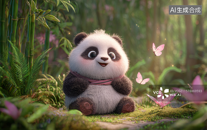 【AI数字艺术】森林中的熊猫宝宝图片素材