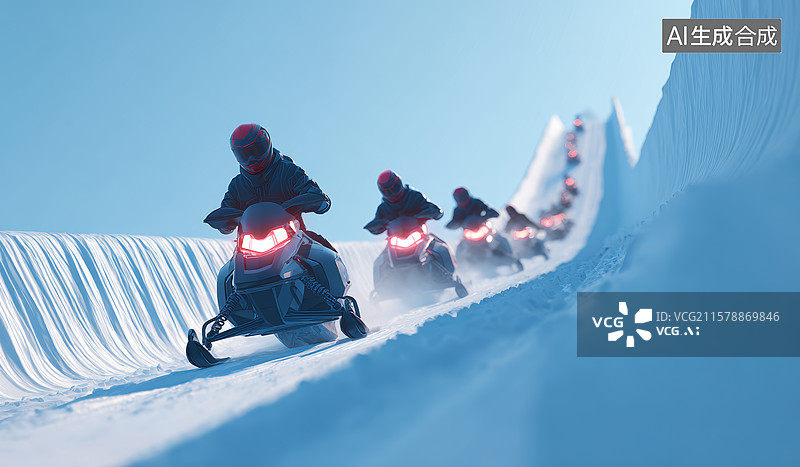 【AI数字艺术】雪地摩托竞速图片素材