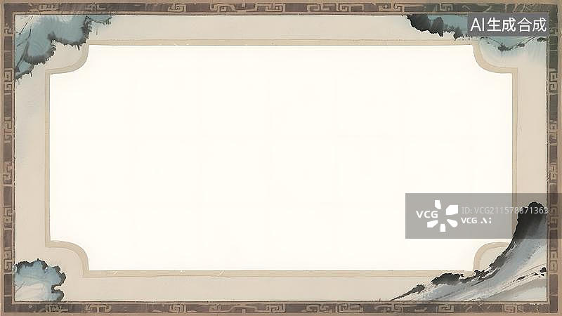 【AI数字艺术】水墨画古代复古边框山水画装饰边框背景图片素材