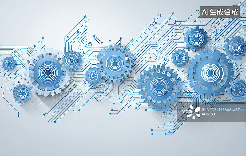 【AI数字艺术】科技齿轮动态背景图片素材