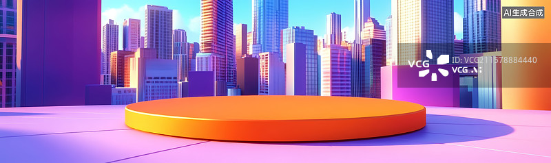 【AI数字艺术】橙台城市展示场景图片素材
